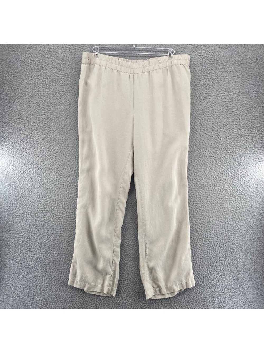 Chicos Pants Women 3 US Extra Large Beige Linen Blend Stretch High Rise Straight